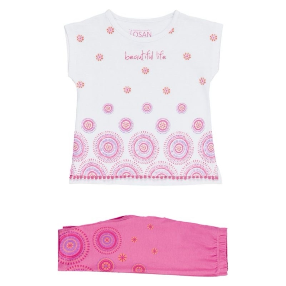 Charming White and Pink Matching Set with Polka Dots